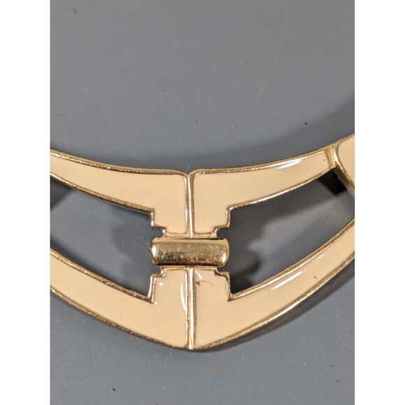 Trifari Cream Enamel Omega Chain Choker Necklace 16" Art Deco - Picture 4 of 11